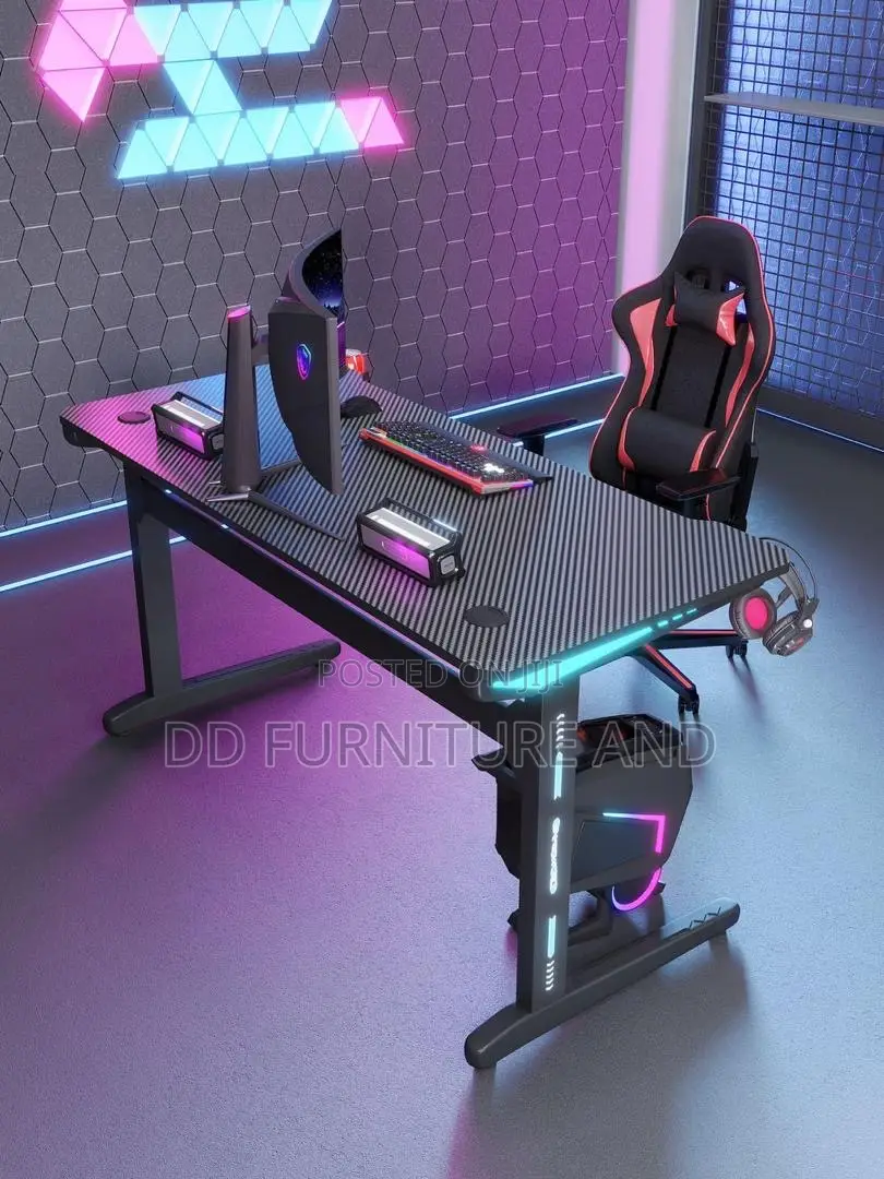 Gaming Desk With RGB Light(Black)