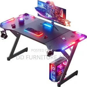 Z-Shaped Gaming Desk With RGB Light