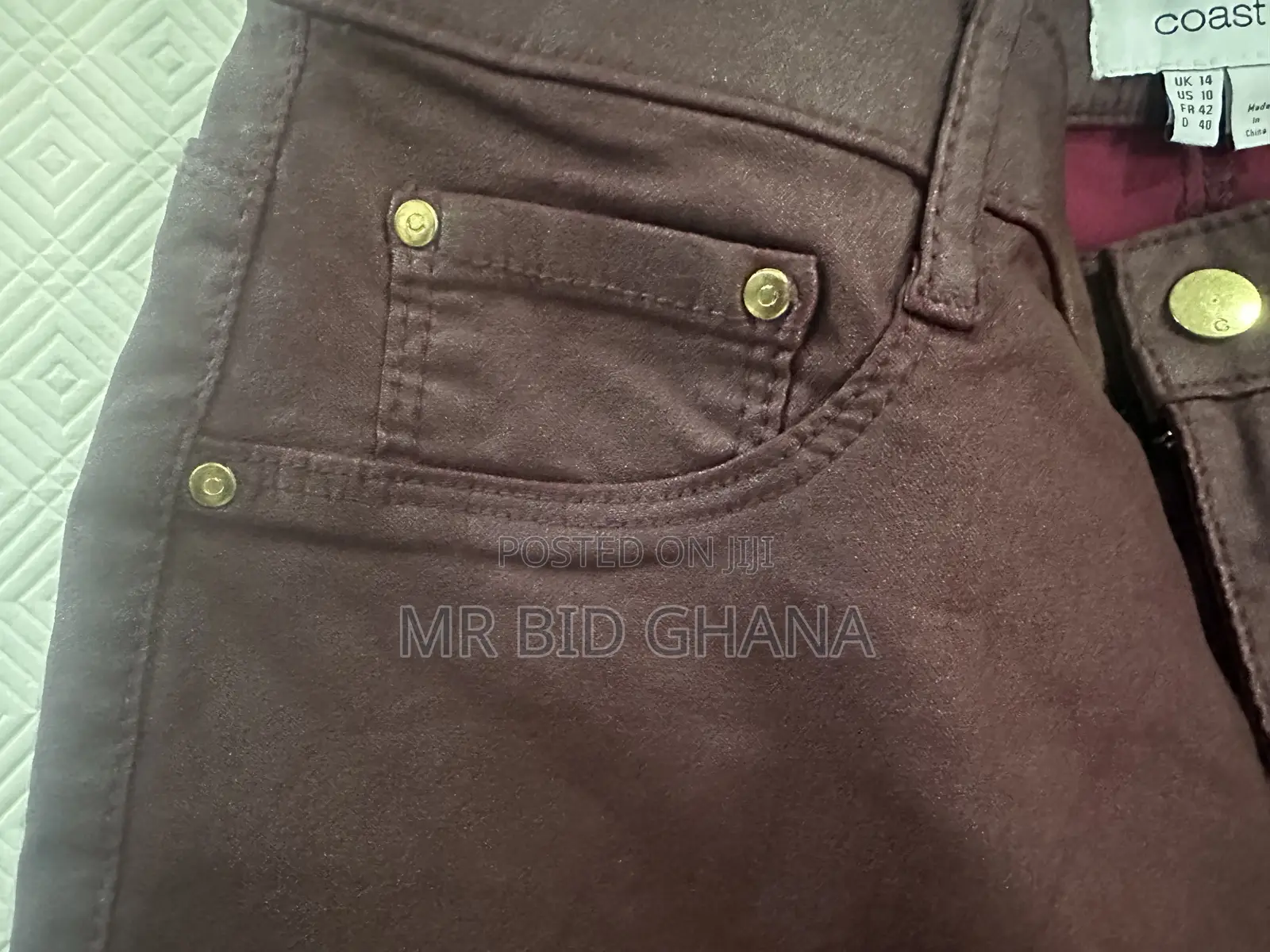 Coast Women’s Burgundy Coated Skinny Jeans – UK 14