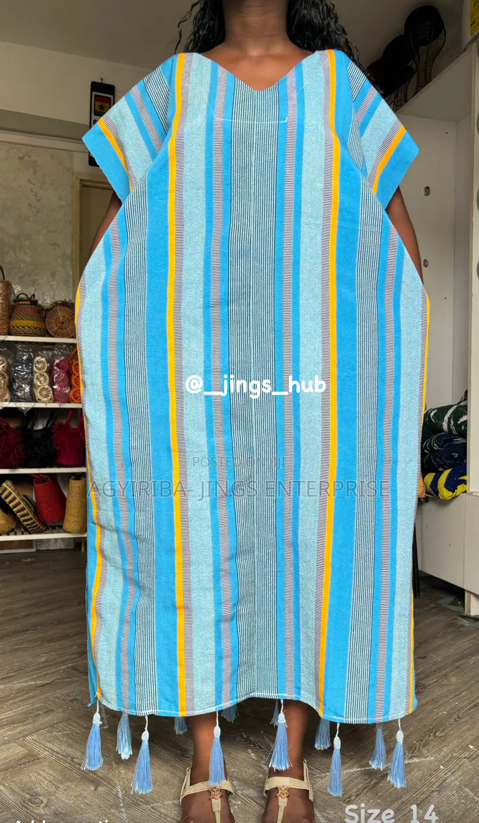 Blue and Gold Smock Dress
