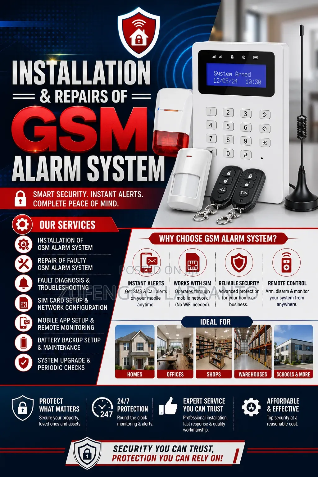 Installation and Repairs of GSM Alarm System