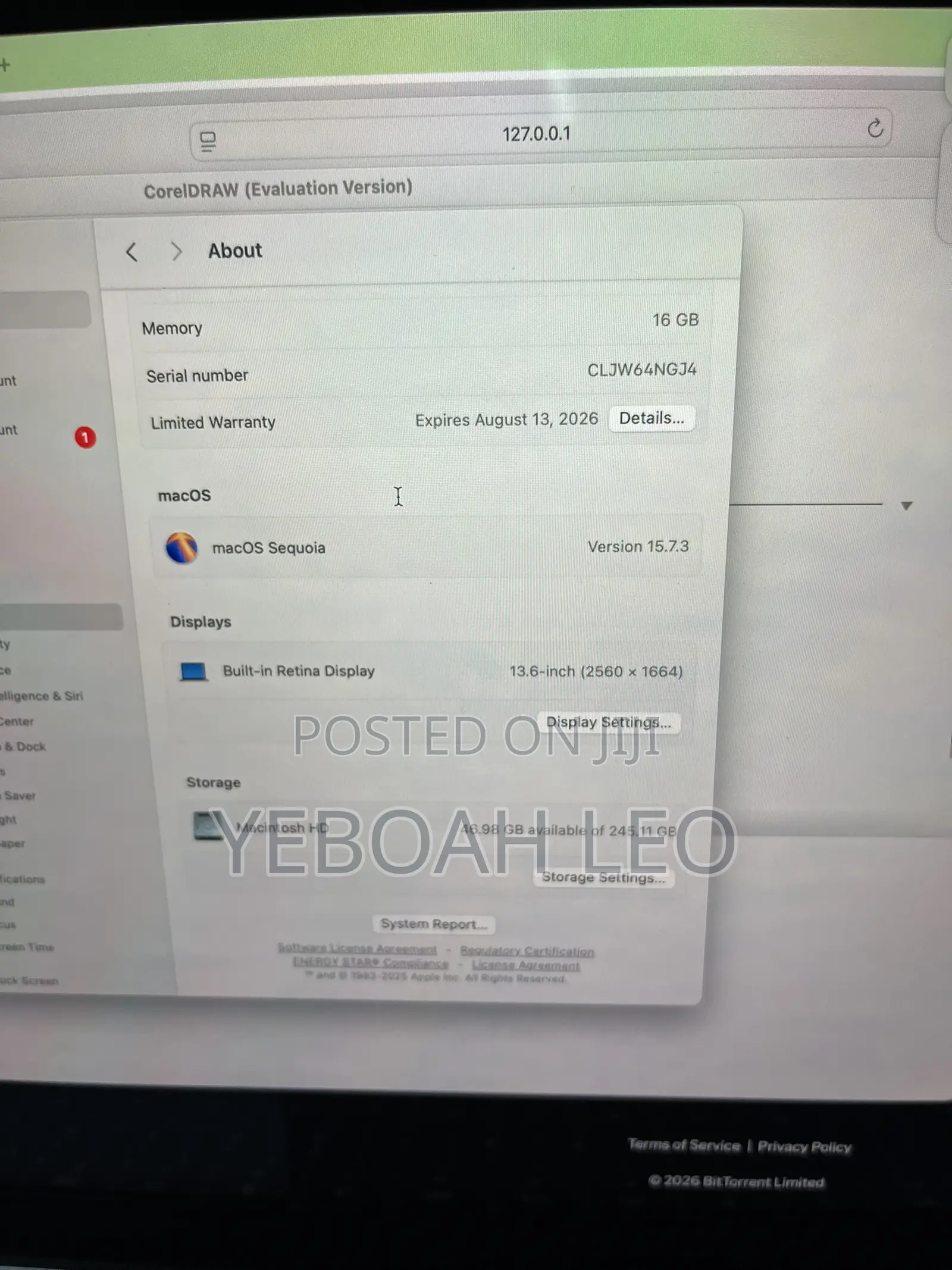 Laptop Apple MacBook Air 2025 M4 16GB Apple M4 SSD 256GB