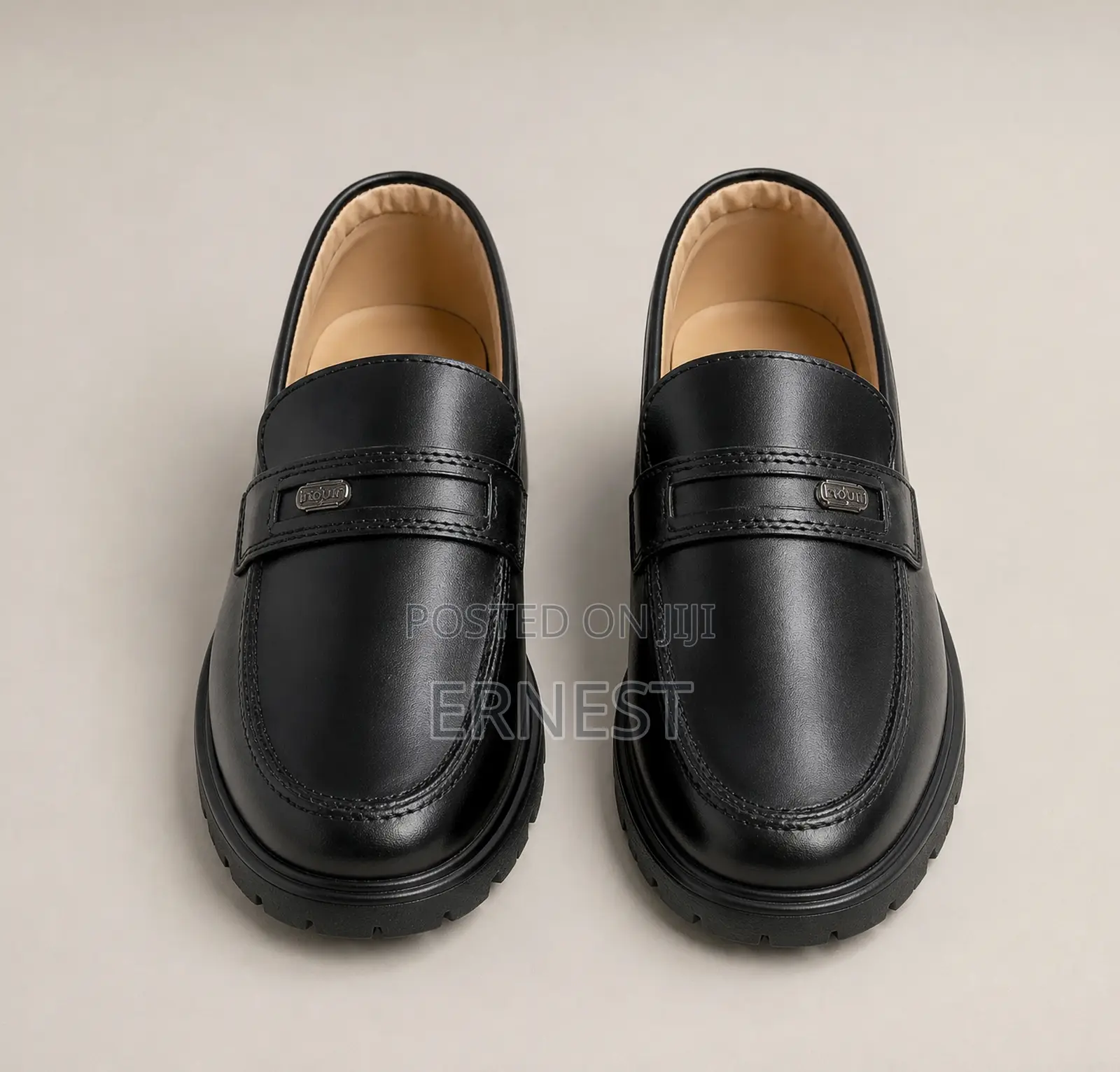 Indus v-England Black Chunky Lug Sole Slip-on Loafers – Size 9
