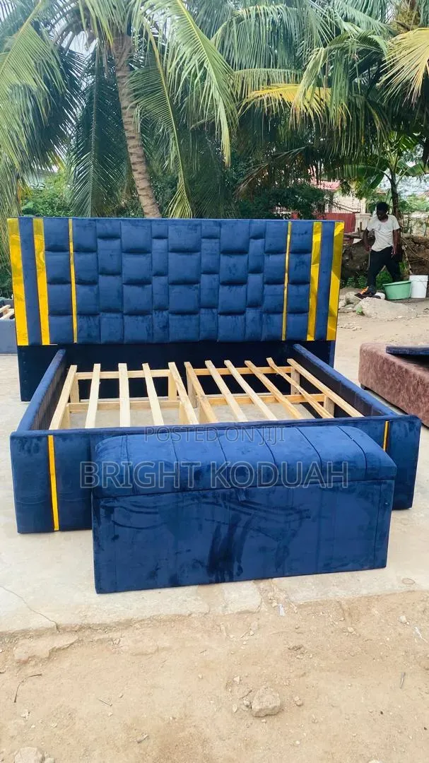 Deep Blue Super King Size Bed Frame
