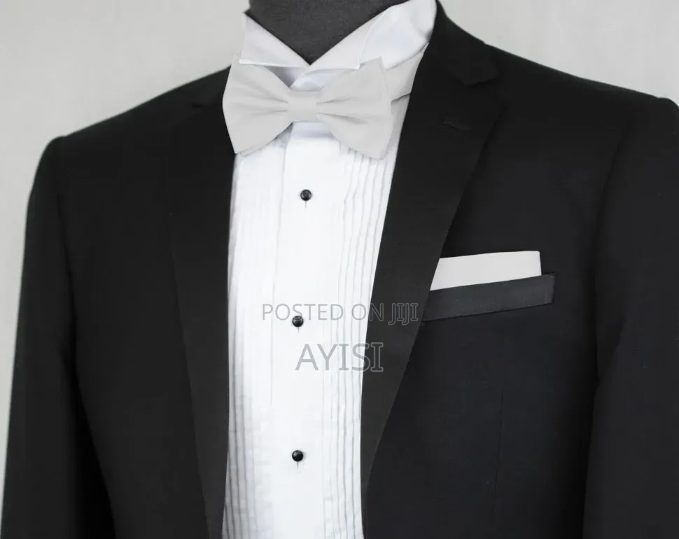 Bow Tie With Handkerchief - White
