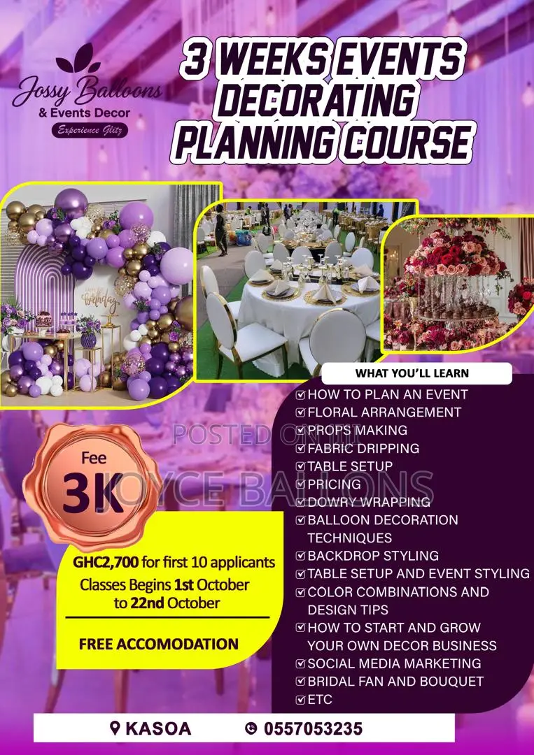 3 Weeks Event Decorating Planning Course