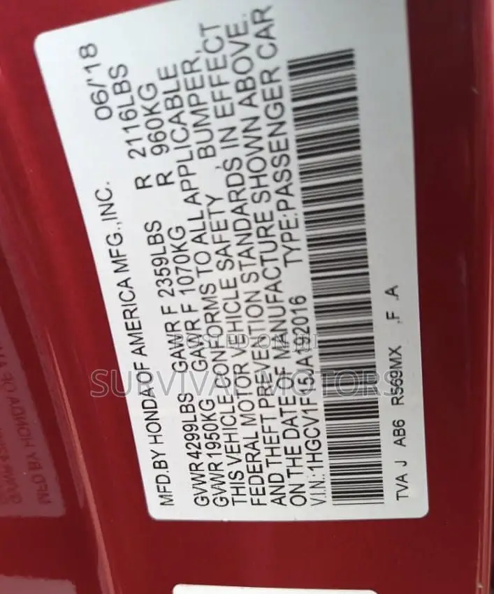 Honda Accord 2019 Red