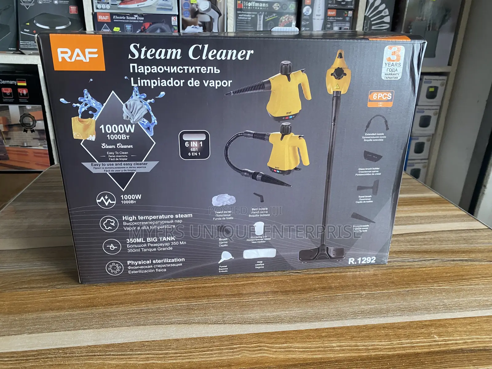 6 in 1 Chemical Free Steam Cleaner 1000W With Floor Mop Attachment