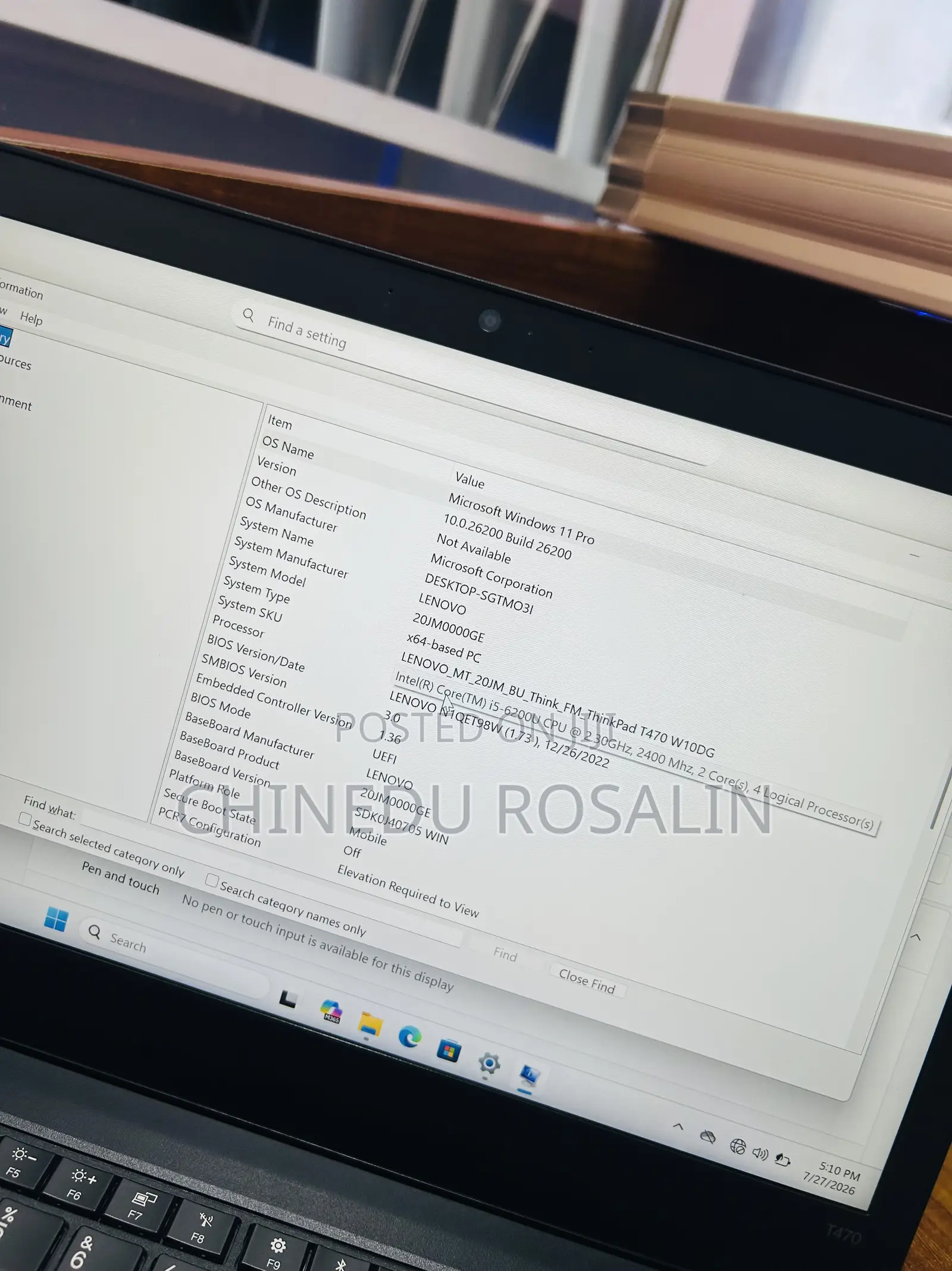 Laptop Lenovo ThinkPad T470 8GB Intel Core i5 SSD 256GB