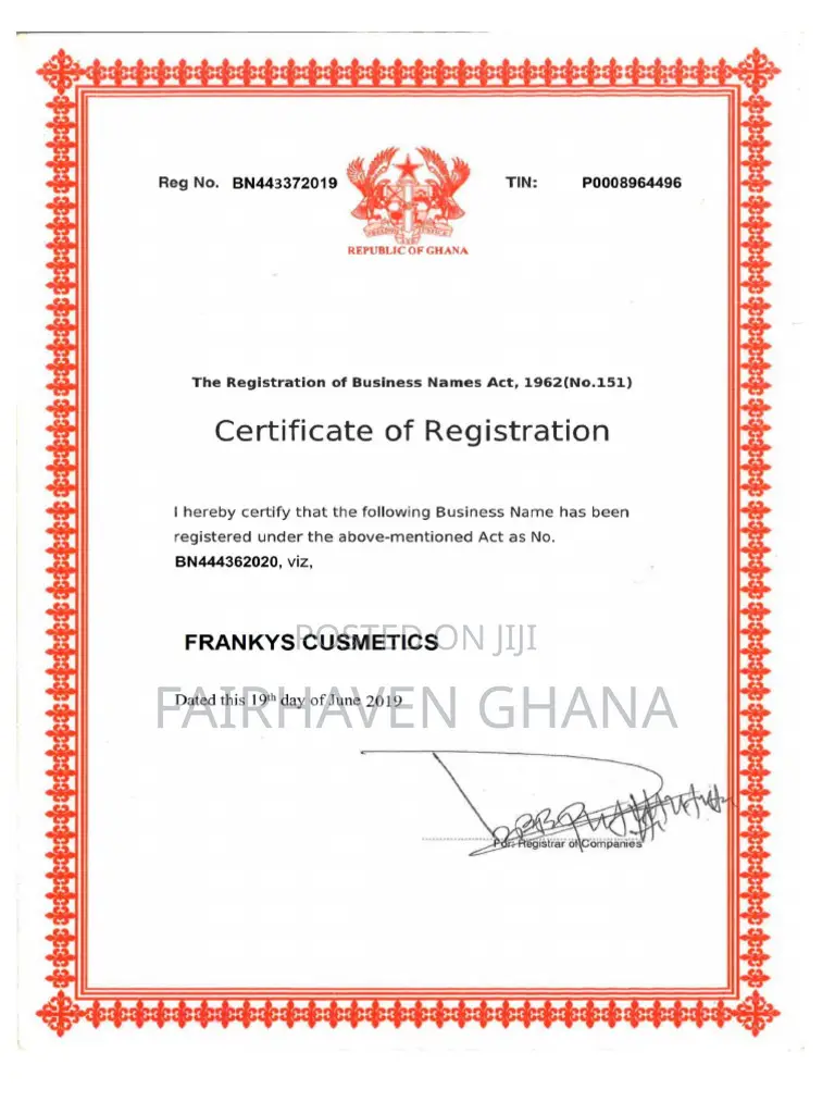 Business Certificate (Sole) Business Certificate (Limited)