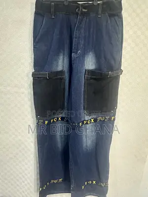 Fox Racing Y2K Baggy Cargo Jeans – Dark Blue, Tags Attached