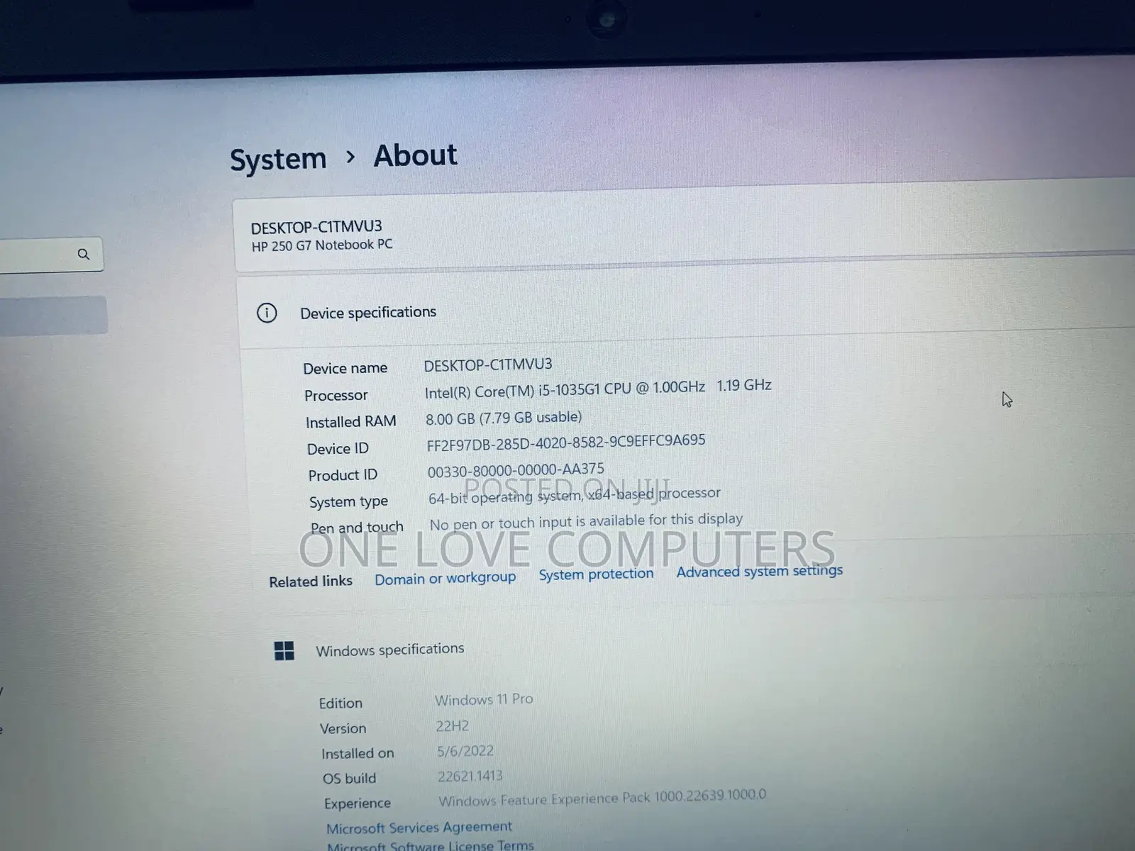 Laptop HP 250 G7 8GB Intel Core i5 SSD 256GB