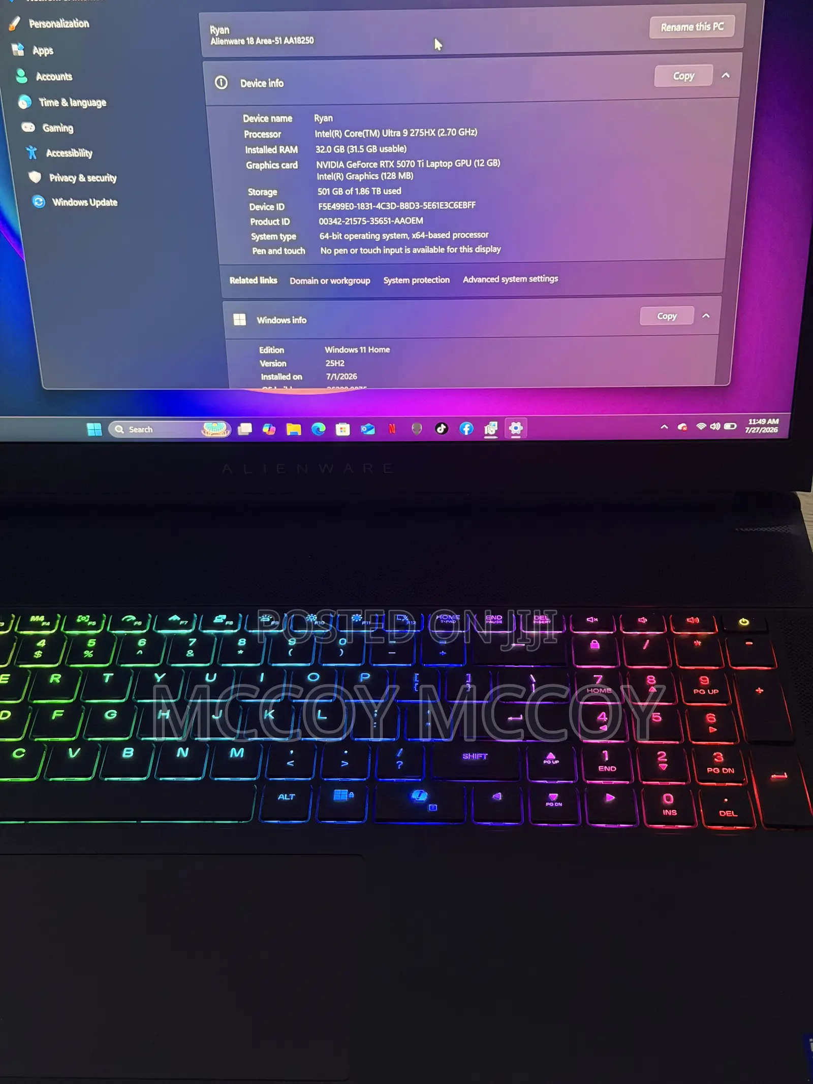 New Laptop Alienware 18 Area-51 32GB Nvidia SSD 2T