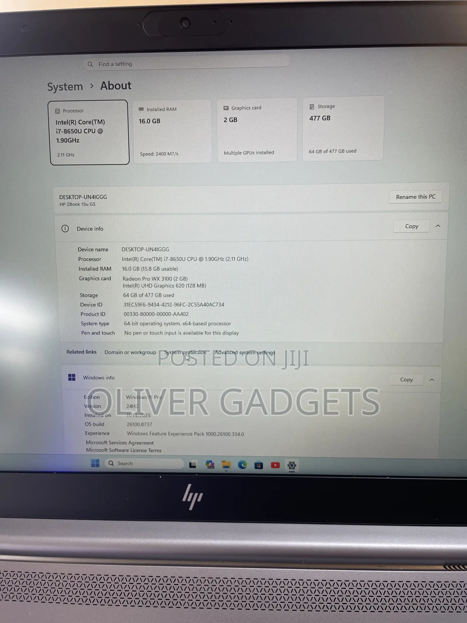 Laptop HP ZBook 15u G5 16GB Intel Core i7 SSD 512GB