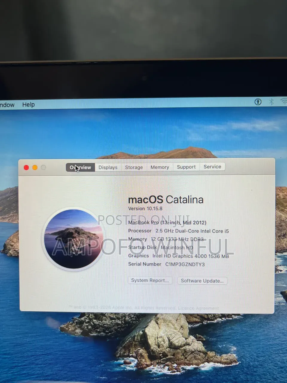 Laptop Apple MacBook Pro 2012 4GB Intel Core i5 HDD 500GB