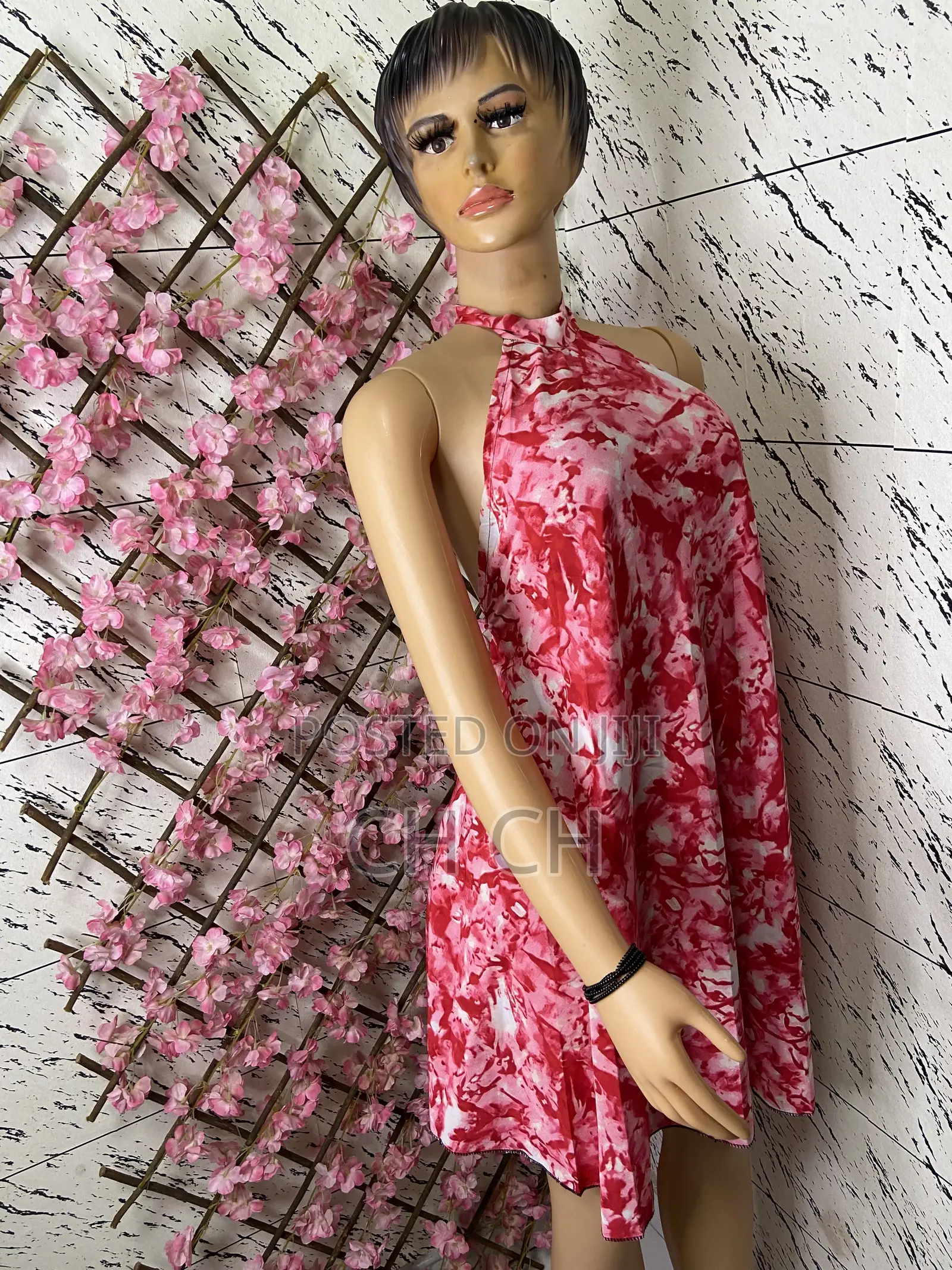 Pretty Chic Sleeveless Pink Bare Back Halter Dress