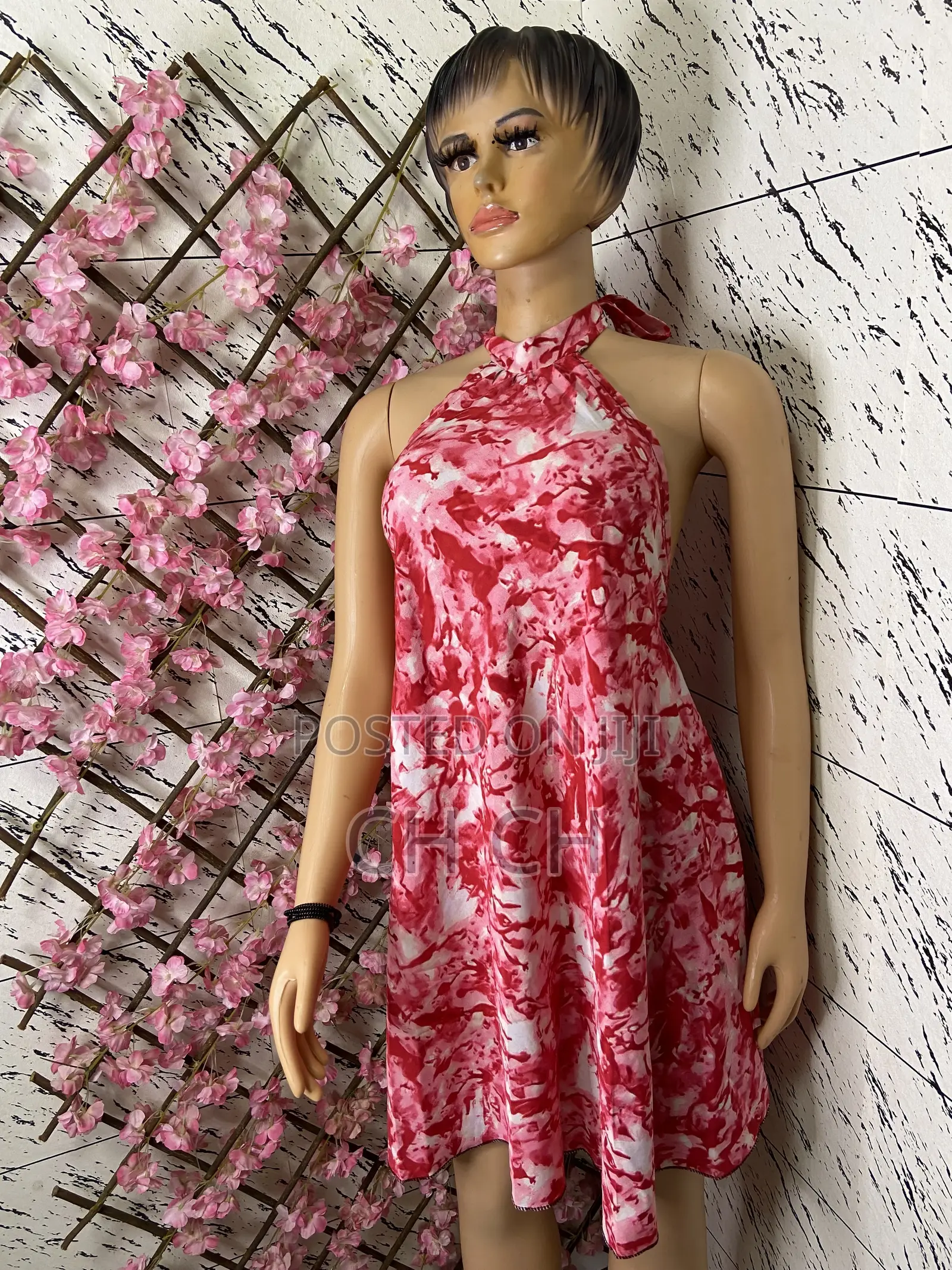 Pretty Chic Sleeveless Pink Bare Back Halter Dress