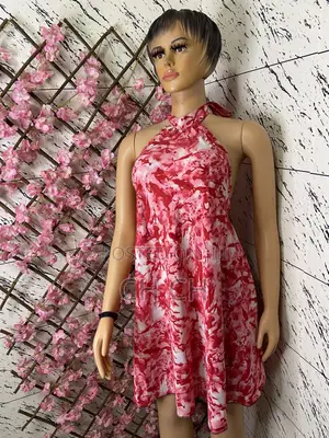 Pretty Chic Sleeveless Pink Bare Back Halter Dress
