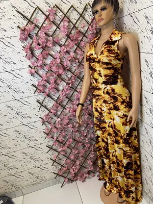 Gorgeous Printed v-Neckline Sleeveless Long Decent Dress