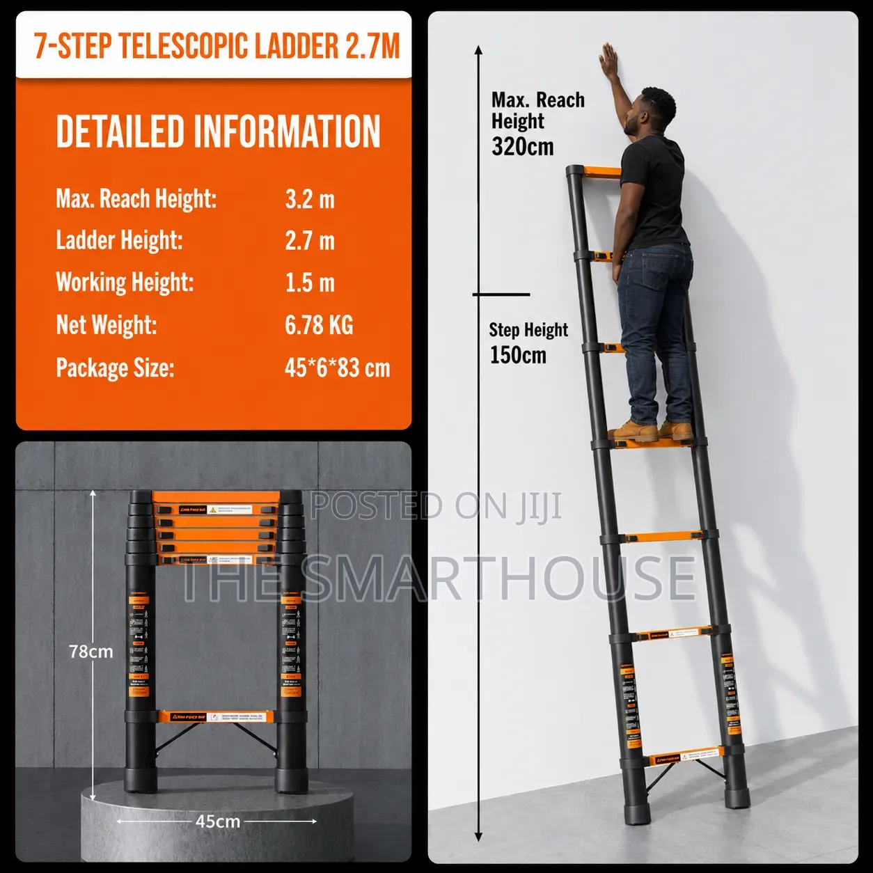 High Quality 7-Step Telescopic Ladder(2.7m)