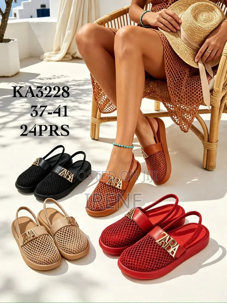 Mesh Slingback Platform Sandals