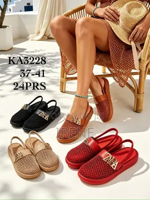 Mesh Slingback Platform Sandals