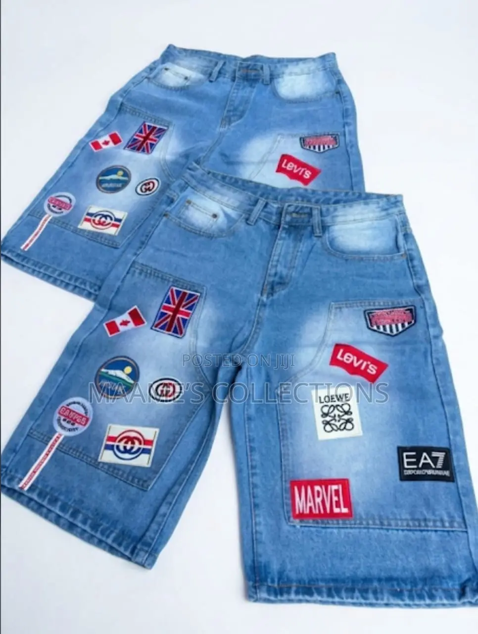 Men’s Oversized Distressed Denim Jorts – Streetwear Baggy Shorts