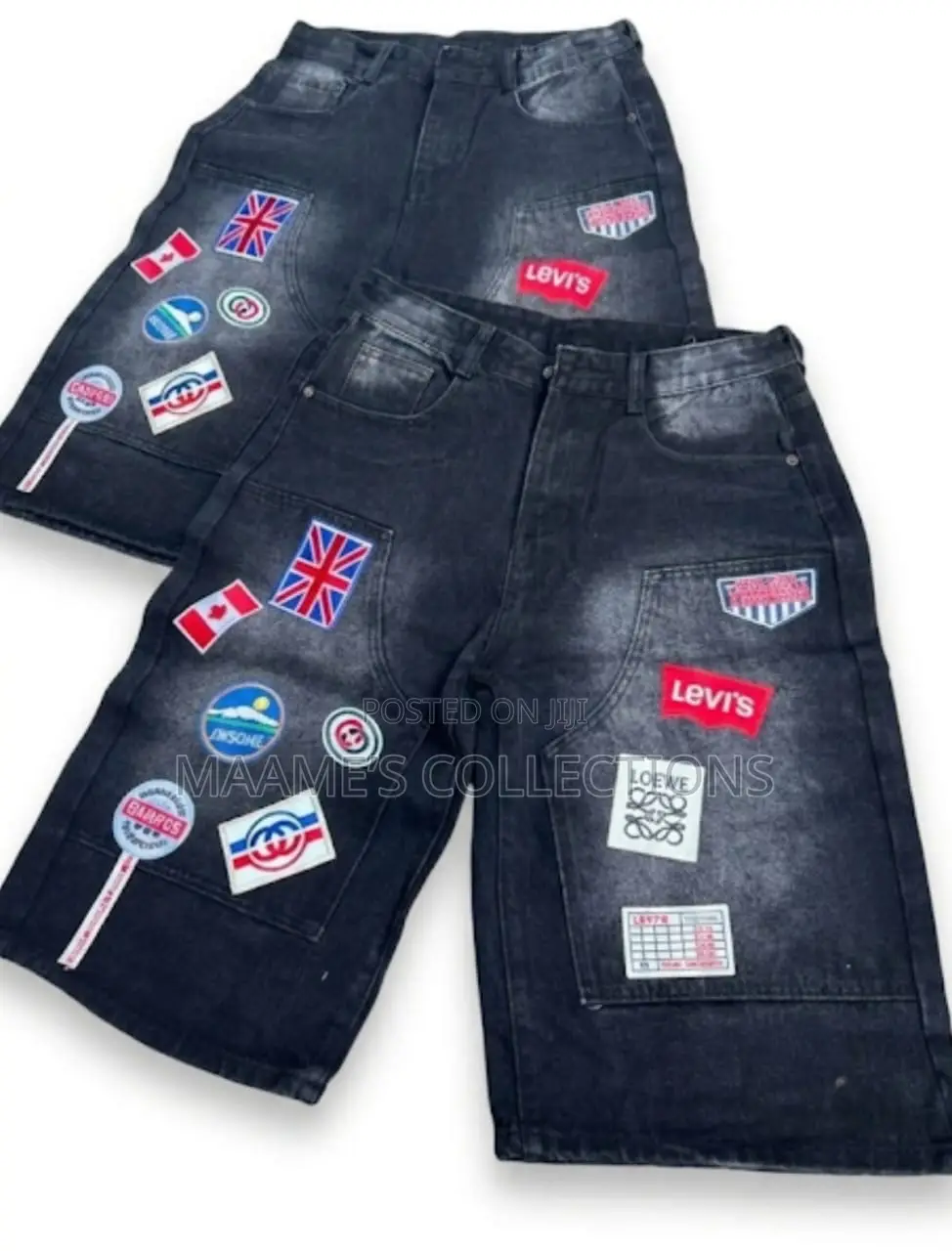Men’s Oversized Distressed Denim Jorts – Streetwear Baggy Shorts
