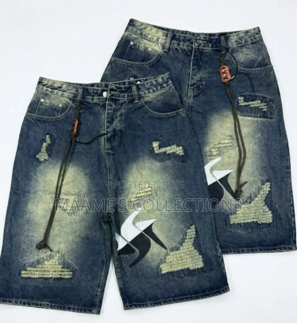 Men’s 3 Quarter Baggy Denim Jorts / Shorts – Vintage Streetwear Jeans