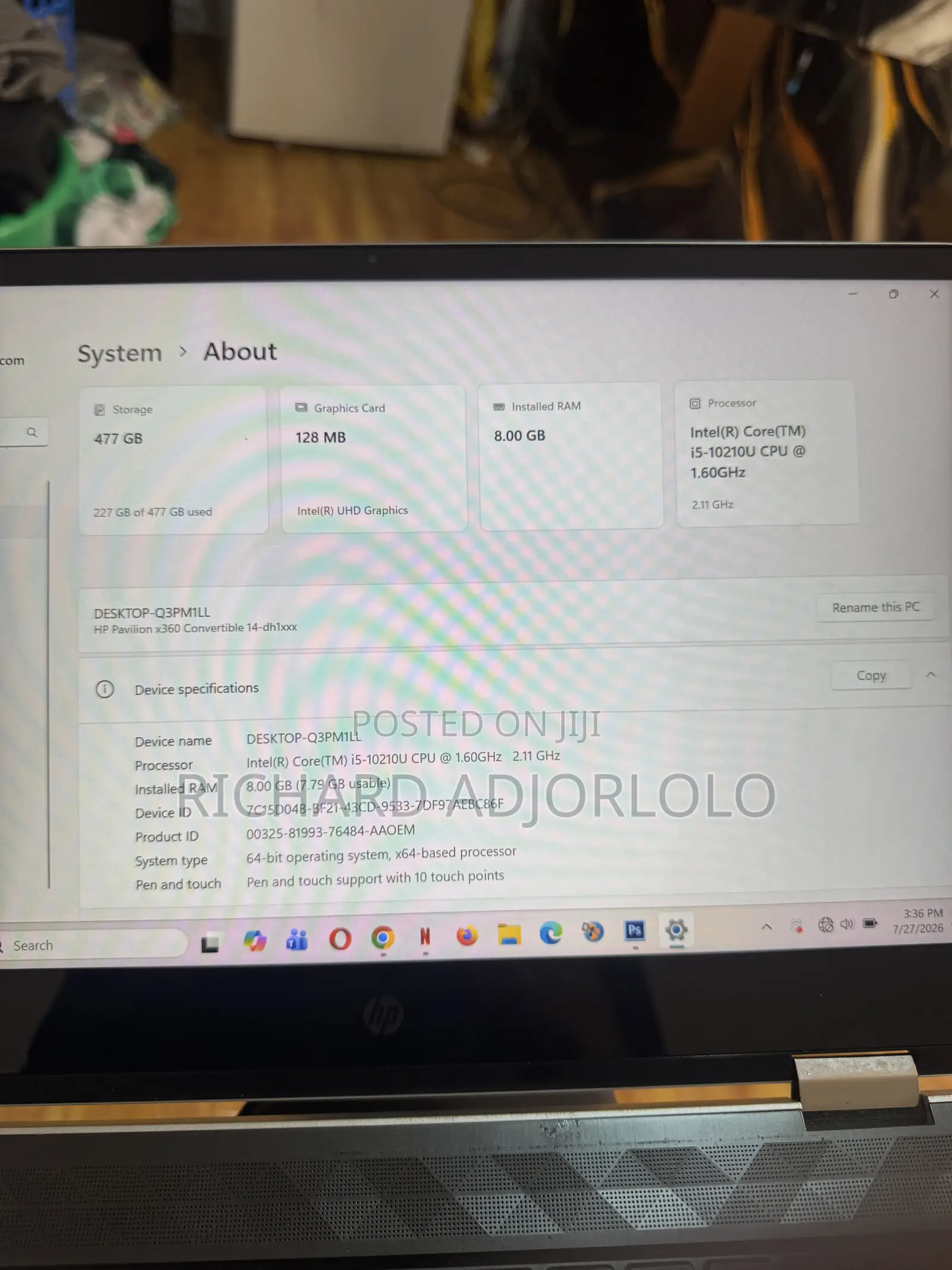 Laptop HP Pavilion x360 14 8GB Intel Core i5 SSD 512GB