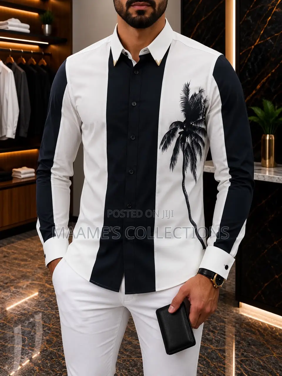 Men’S Long-Sleeved Button-Down Shirt