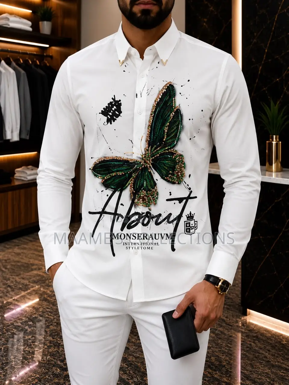 Men’S Long-Sleeved Button-Down Shirt