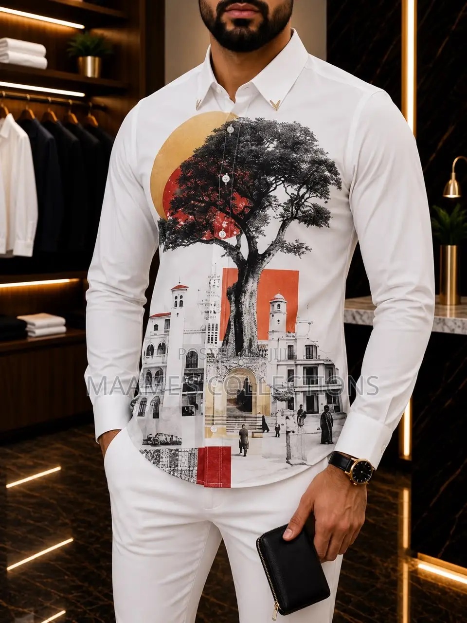 Men’S Long-Sleeved Button-Down Shirt
