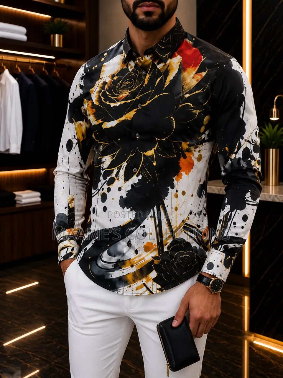 Men’S Long-Sleeved Button-Down Shirt