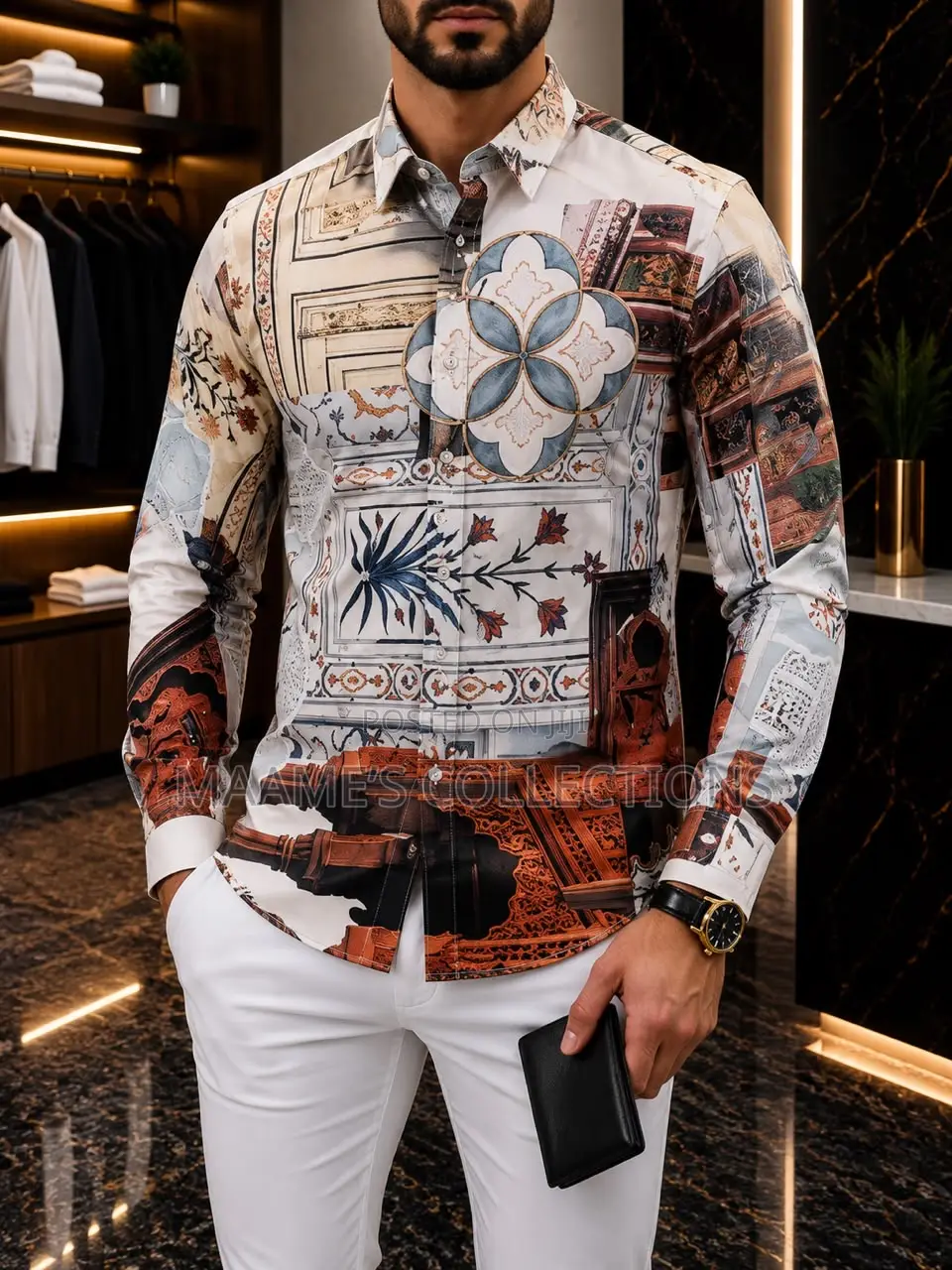 Men’S Long-Sleeved Button-Down Shirt