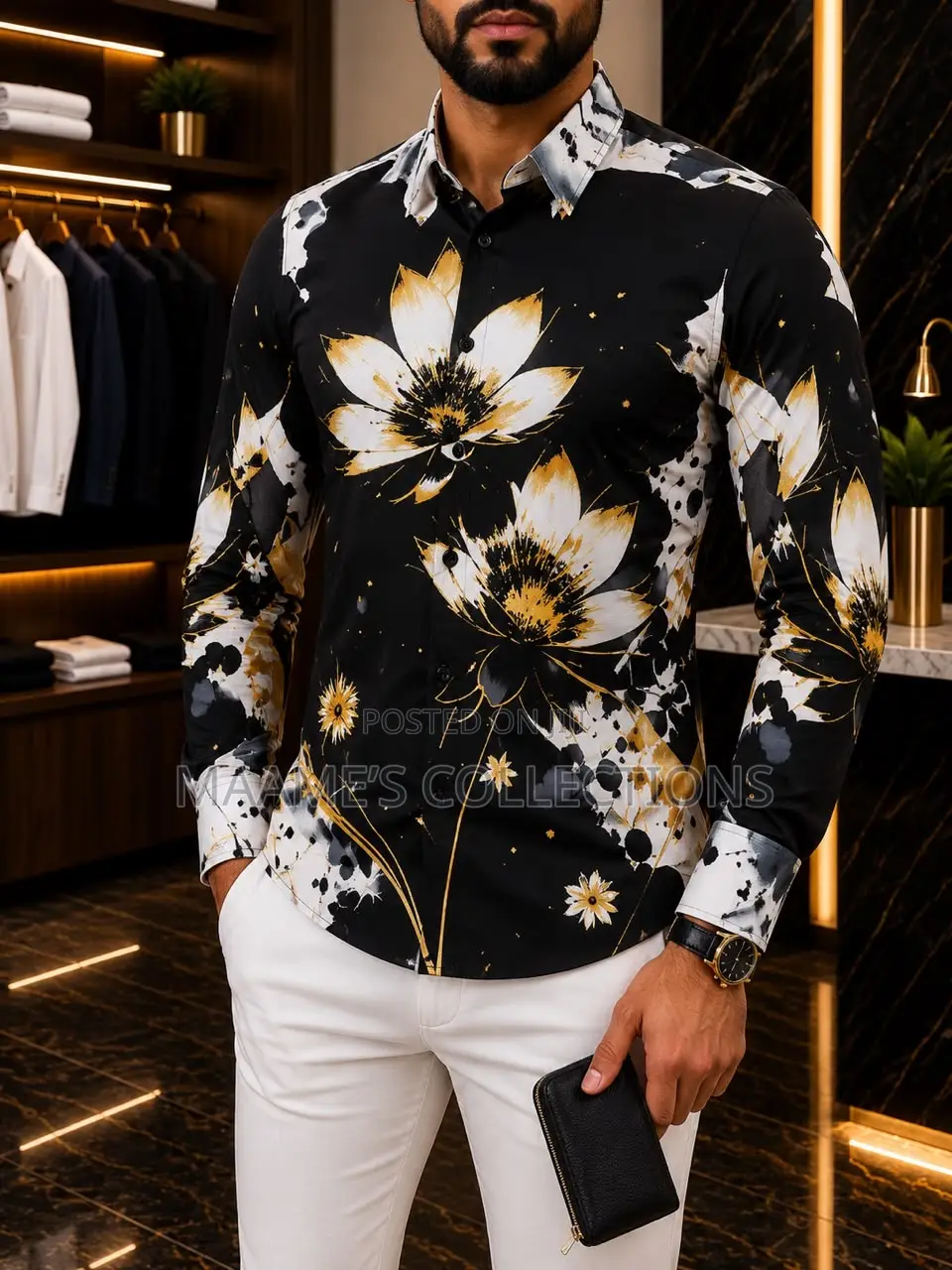 Men’S Long-Sleeved Button-Down Shirt