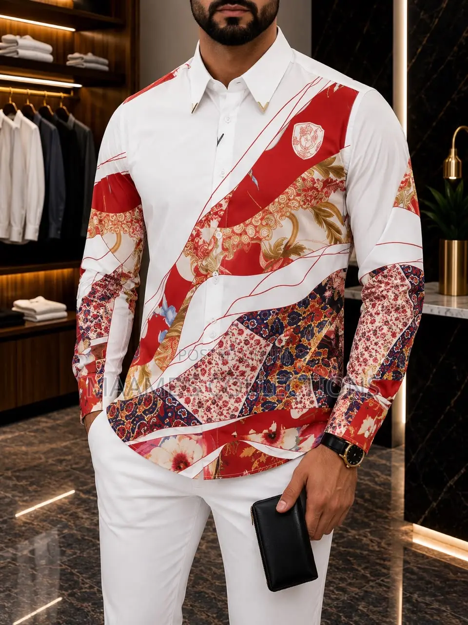 Men’s Luxury Abstract Print Long Sleeve Shirt