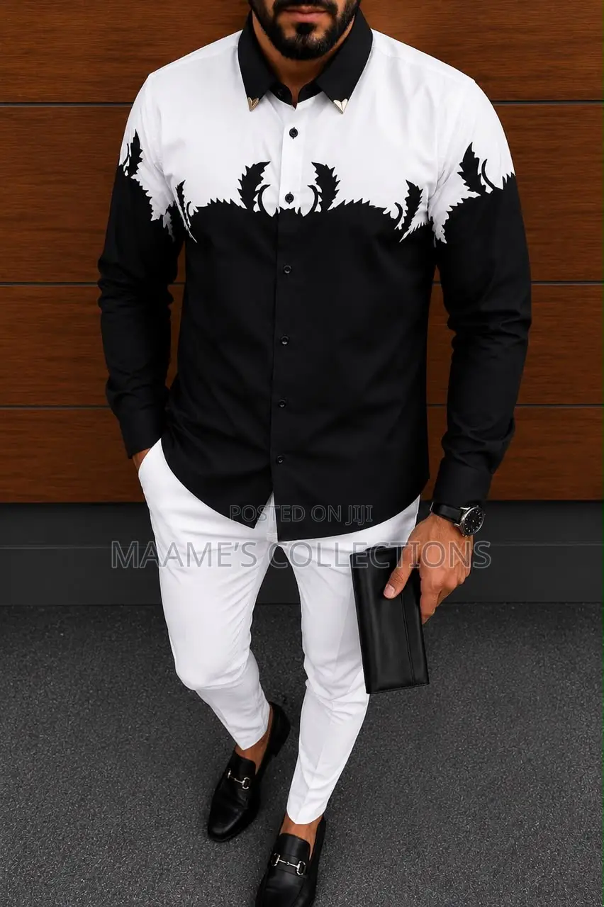 Men’s Luxury Abstract Print Long Sleeve Shirt