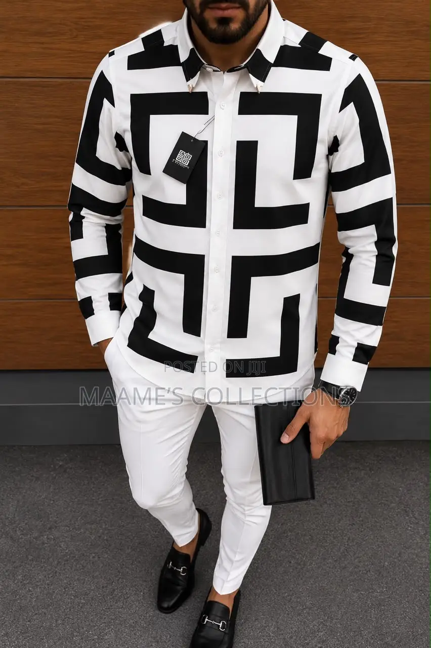Men’s Luxury Abstract Print Long Sleeve Shirt