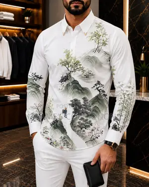 Men’s Luxury Abstract Print Long Sleeve Shirt