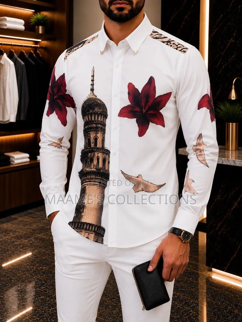 Men’s Luxury Abstract Print Long Sleeve Shirt