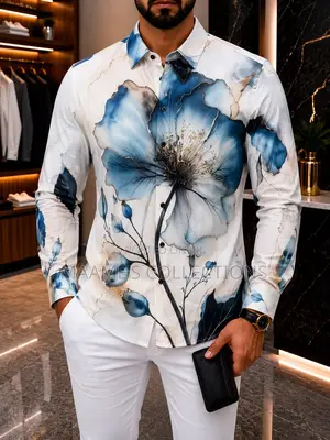 Men’s Luxury Abstract Print Long Sleeve Shirt