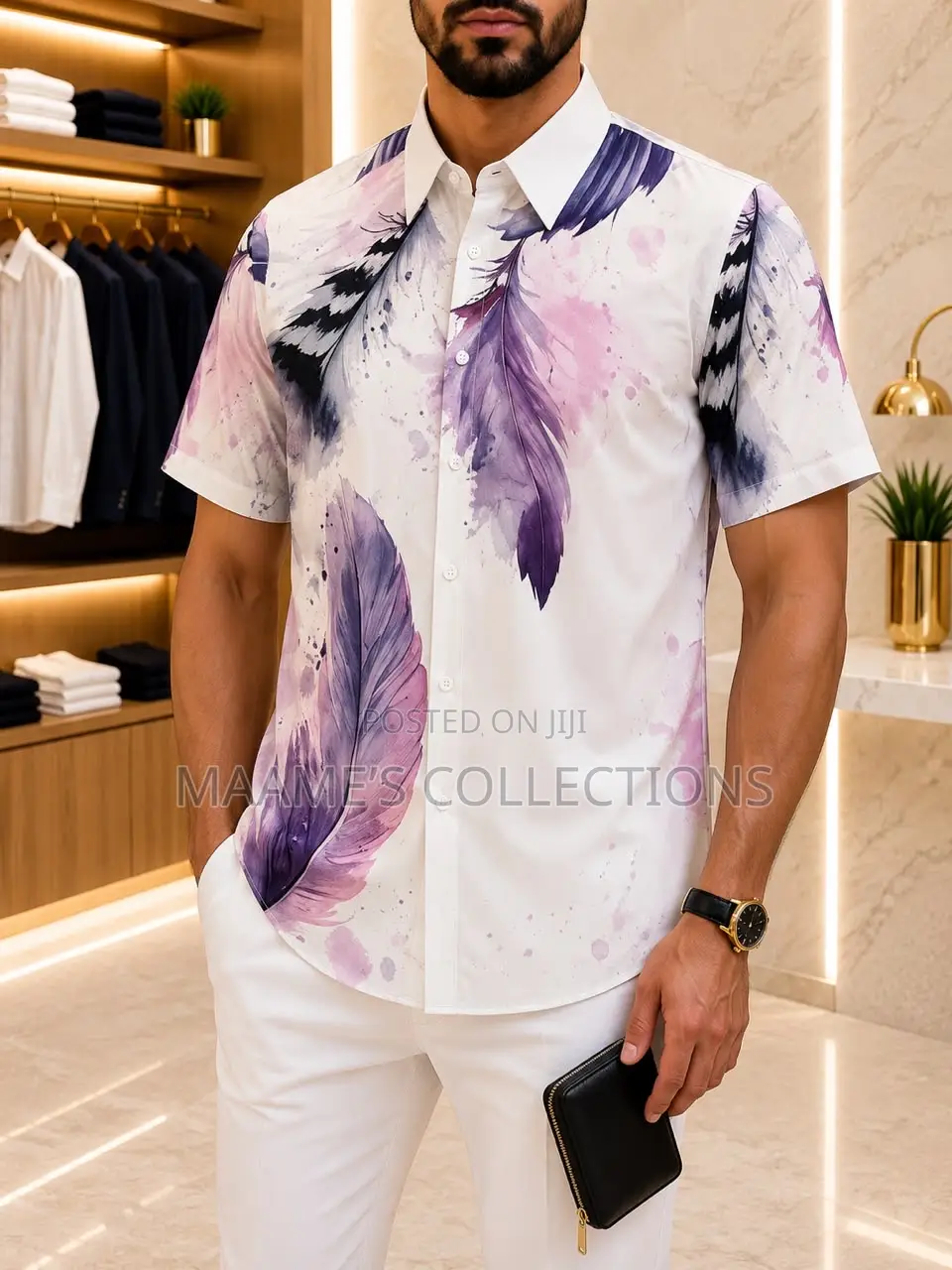 Men’s Premium Tropical Print Short Sleeve Shirt