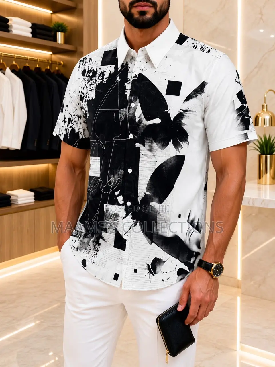 Men’s Premium Tropical Print Short Sleeve Shirt