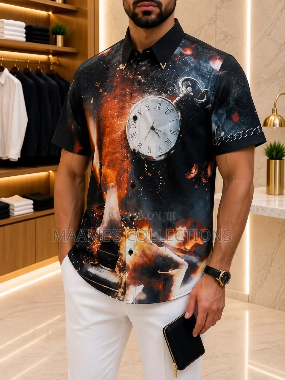 Men’s Premium Tropical Print Short Sleeve Shirt