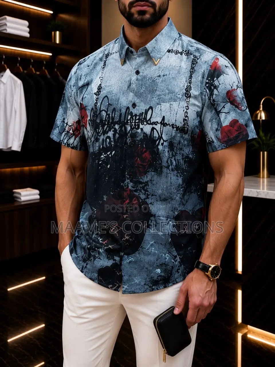 Men’s Premium Tropical Print Short Sleeve Shirt