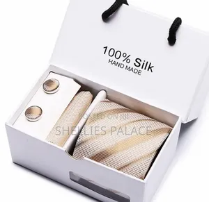Plaid Tie Men's Silk Tie and Pocket Squarecufflinks 5pcs Set