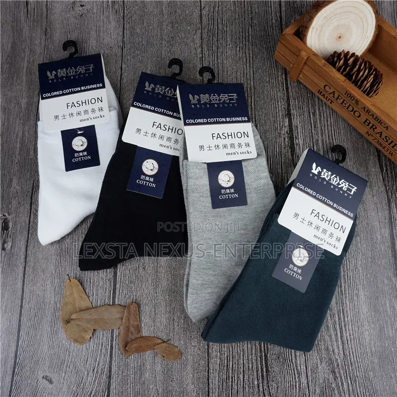 Mid-Calf Socks - Black ,White, Dark Grey, Dark Blue Light Grey