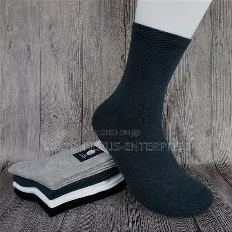 Mid-Calf Socks - Black ,White, Dark Grey, Dark Blue Light Grey