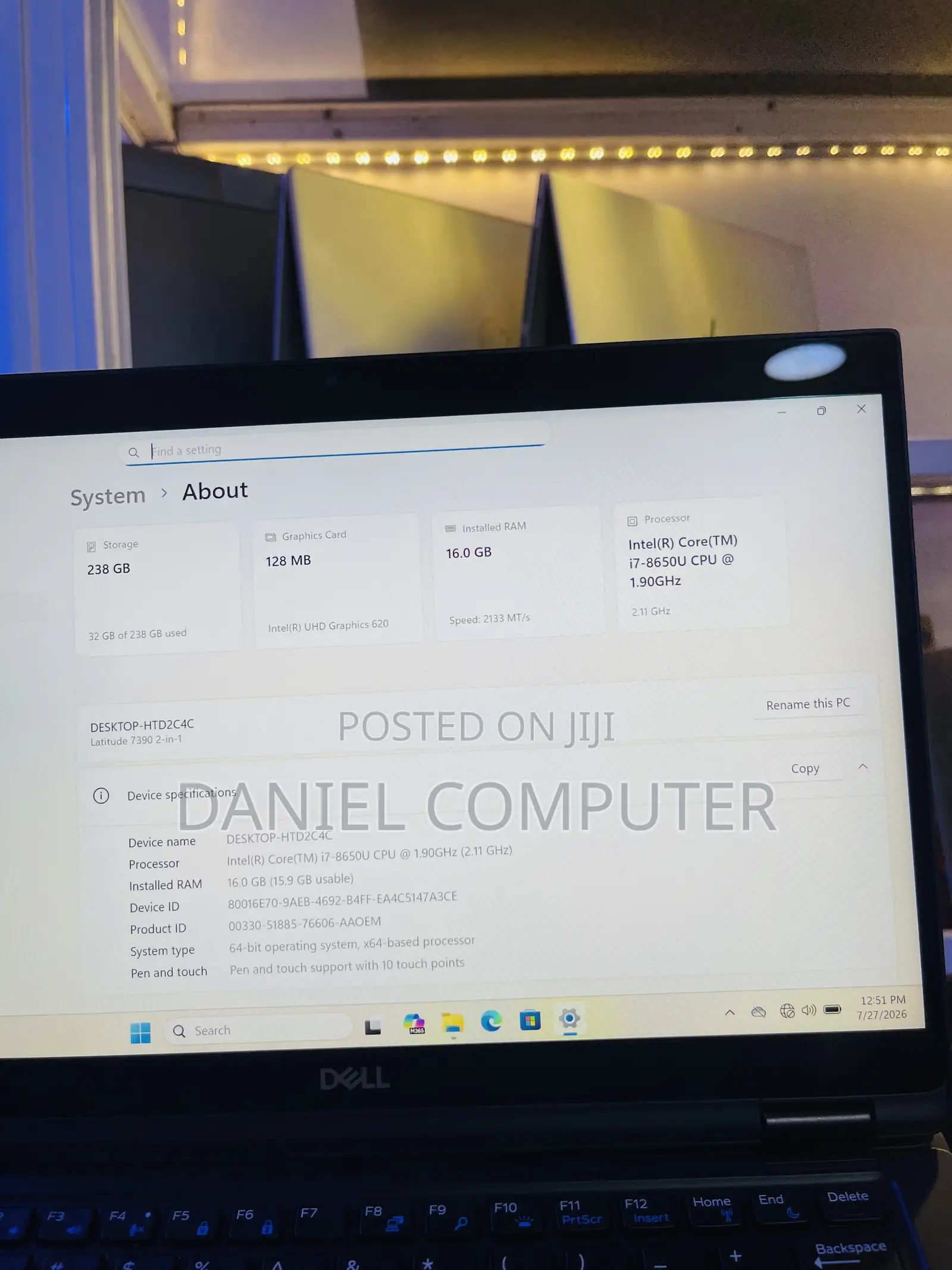 Laptop Dell Latitude 7390 16GB Intel Core i7 SSD 256GB